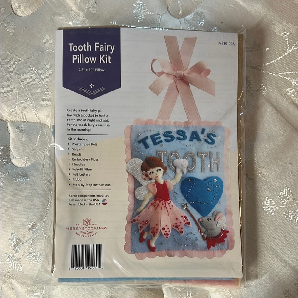 Blue and Pink Heart Tooth Fairy Pillow Craft Kit